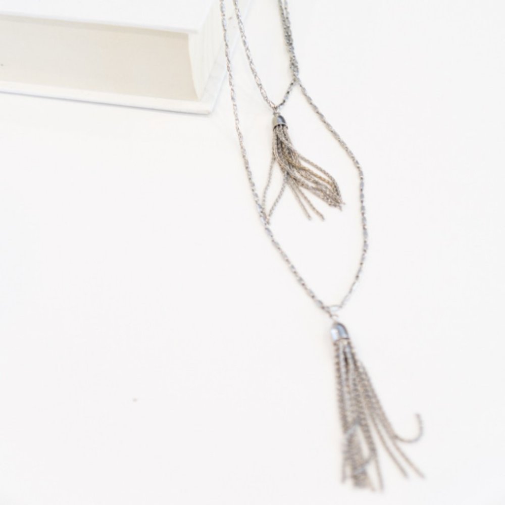 Banana Republic Silver Tassel Necklace Chain